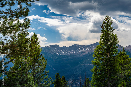 Scenic Rocky Mountain Landscape with Evergreen Hillside in Rocky Mountain NP, Colorado