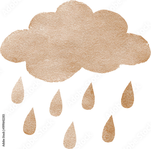 Brown Cloud with Rain Drops Falling.