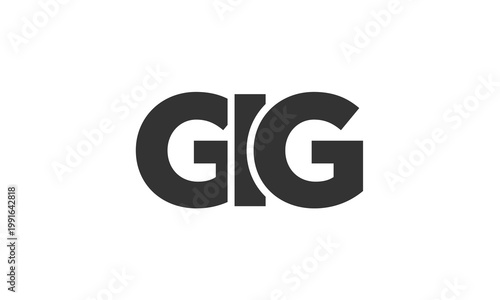 GIG logo design template with strong and modern bold text. Initial based vector logotype featuring simple and minimal typography. Trendy company identity.