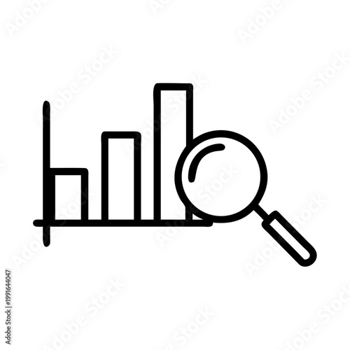 Business analytics with bar chart and magnifying glass, data analysis and research, financial growth concept