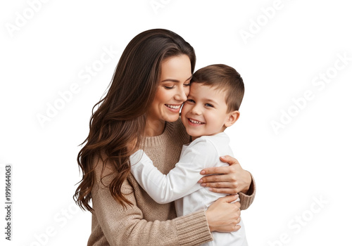 A woman holding a baby in her arms isolated on transparent background, PNG