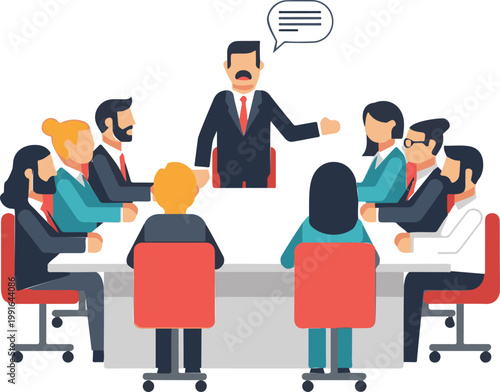 Professional business leader talking to his diverse group of team members during a productive office meeting around a conference table