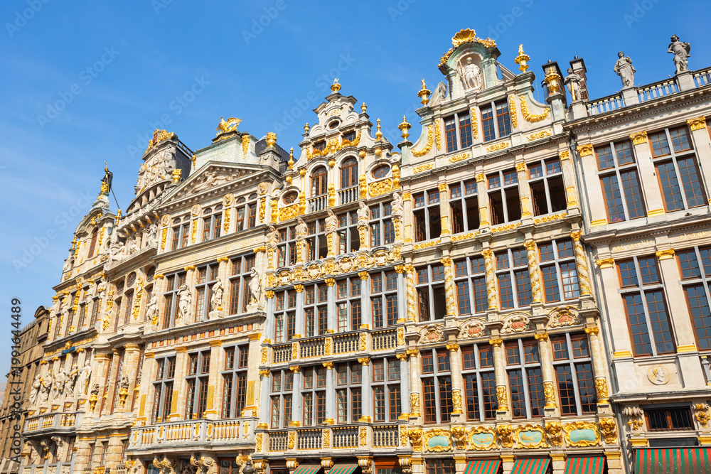 Fototapeta premium Guildhouses on Grand Place or Grote Markt square in Brussels city
