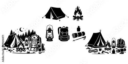 Camping Outdoor Gear Silhouette Set