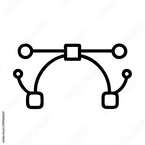 Vector curve object node points with handles for graphic design and illustration editing software