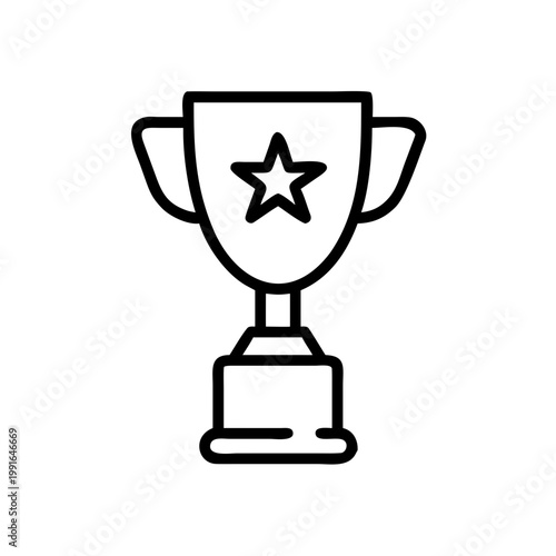 Trophy with star icon for achievement, award, winner, competition, success, and victory on transparent background