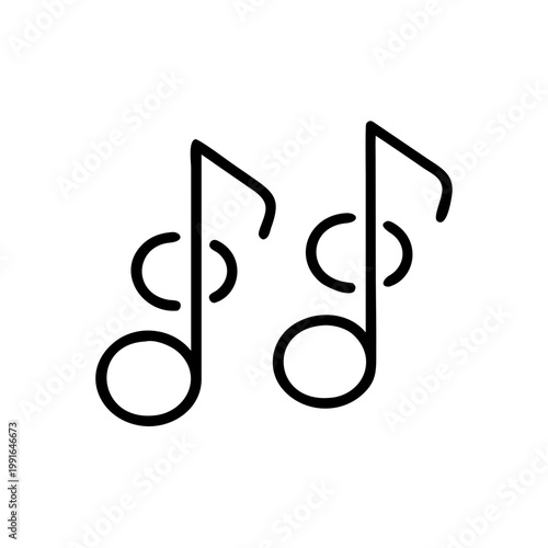 Musical notes icon for music, song, sound, melody, rhythm, and audio on transparent background