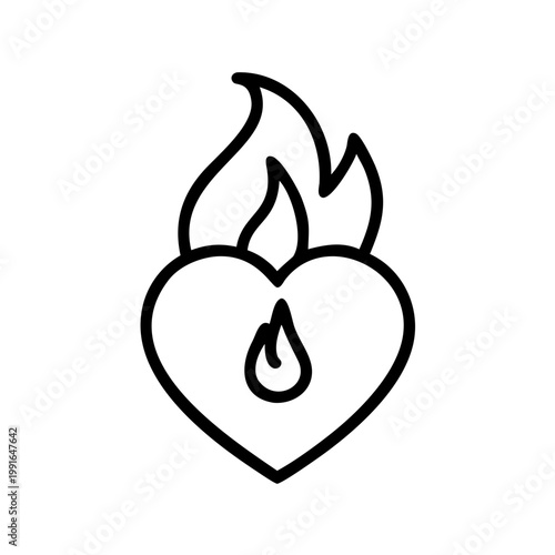 Принти на полотні Fiery heart symbol with teardrop outline representing love and passion burning b