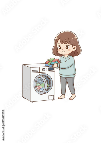 세탁하는 여성