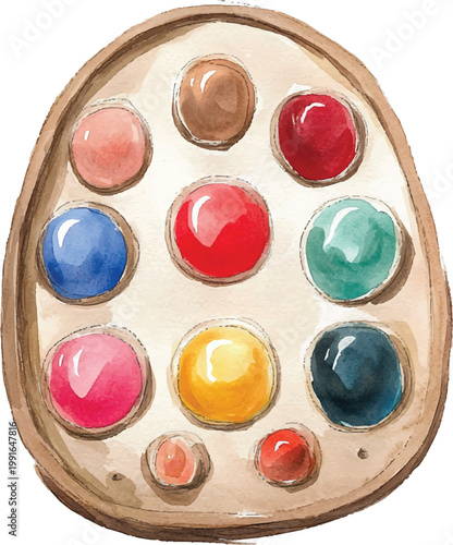 Colorful Paints in a Palette.