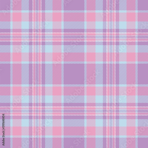 Performance fabric plaid texture, adorable tartan background textile. Customized vector pattern seamless check in pastel and light colors.