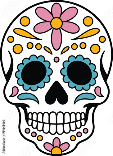 Sugar skull illustration for day of the dead celebration
