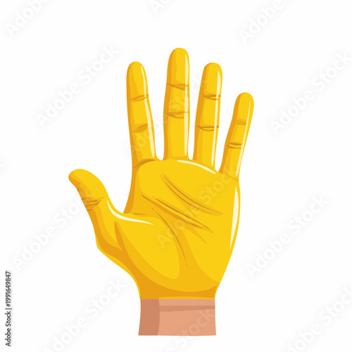 Yellow Hand With Four Fingers Raised