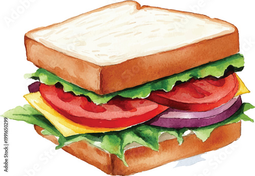 Delicious sandwich with fresh vegetables inside.