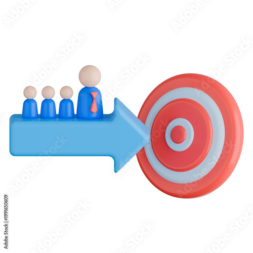 3D Leader Guiding Team Toward Target Illustration.