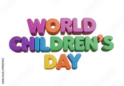 World children's day celebration logo isolated on transparent background, PNG