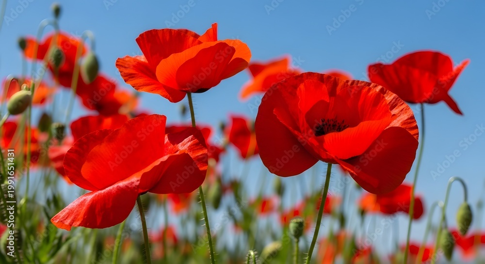 Obraz premium Vibrant red poppies bloom a stunning happy canada day floral celebration patriotic symbol