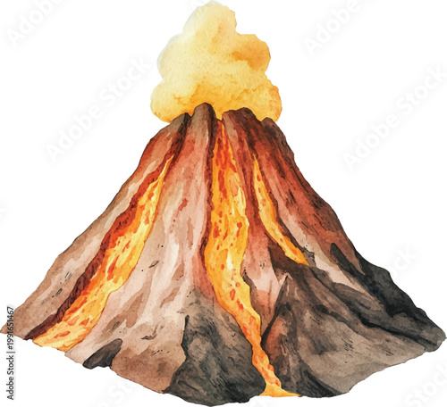 Erupting Volcano Mountain with Lava Flow 1.
