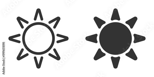 Sunny weather icons: outline and solid sun symbols for daylight designs.