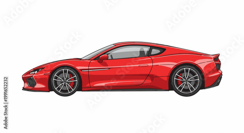 Sleek red sports car with black alloy wheels and red brake calipers