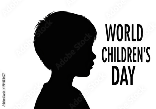 A child's silhouette for world children's day isolated on transparent background, PNG