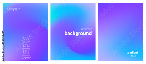 Abstract liquid background set. Gradient mesh. Effect bright color blend. Blurred fluid colorful mix. Modern design template for web covers, ad banners, posters, brochures, flyers. Vector image EPS