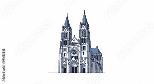 Striking gothic cathedral with twin spires and intricate architectural details