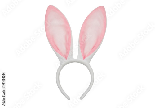 A pink bunny ear headband for easter or costume party isolated on transparent background, PNG