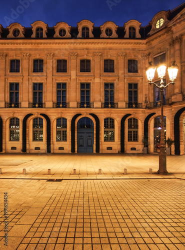 Place Vendome in Paris, France at night