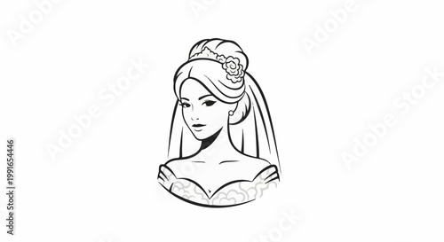 Stylized bride's portrait with veil and floral headpiece