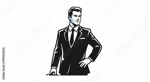 Stylish man in a sharp suit with hand on hip