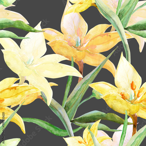 Spring mountain wildflowers. Seamless pattern.