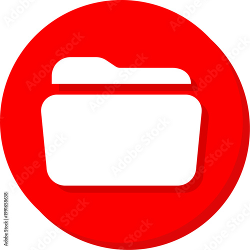 White open folder icon on red round button for active file browsing and directory access