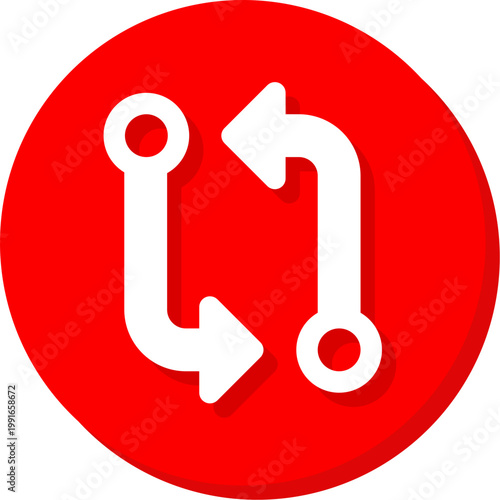 White git compare symbols on red circle for version difference and software development