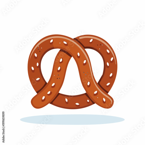 Freshly baked pretzel with salt crystals