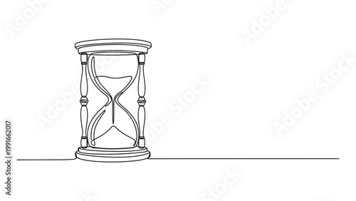 Single continuous line drawing of an hourglass.