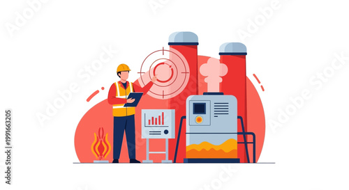 Industrial Carbon Emissions and Energy Production Monitoring Concept.