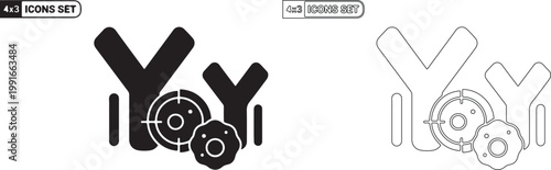 Set of 2 Antibody and Virus Target Vector Icons