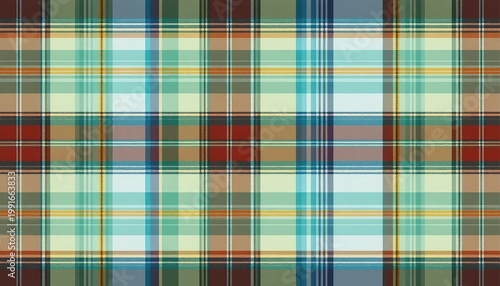 Colorful Plaid Pattern Textile Fabric Design with Geometric Shapes for Fashion and Home Decor