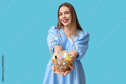 Happy smiling young woman h...