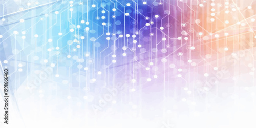 Futuristic digital art featuring an abstract blue background with glowing stars, motion waves, and tech patterns for a professional business wallpaper