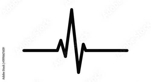 Simple black line heartbeat ecg monitor rhythm waveform on white background for medical health technology concept