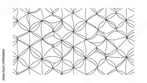 Geometric pattern with interconnected lines and shapes.