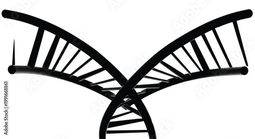 Silhouette of a DNA double helix structure for genetic and medical research.
