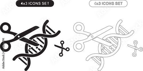 Set of 4 DNA Gene Editing Icons Vector