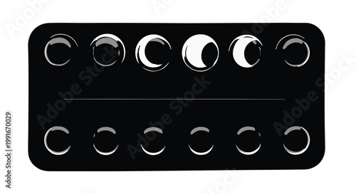 Silhouette of a pill blister pack for medicine and healthcare treatment.