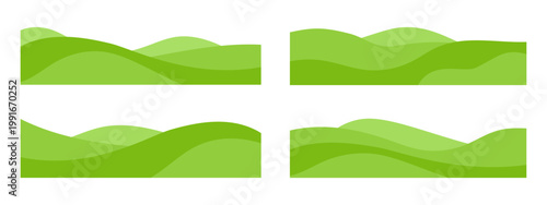 Set of green separator footers, modern borders shapes for bottom of the page website