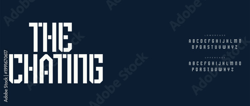 A modern graphic design with the text 'The Chating' in white on a dark blue background