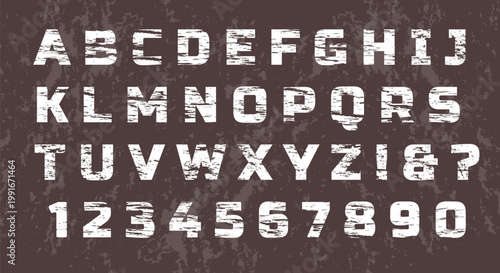 Hand drawn grunge letters and numbers