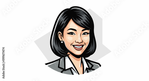 Cartoon portrait of a smiling professional woman in a suit